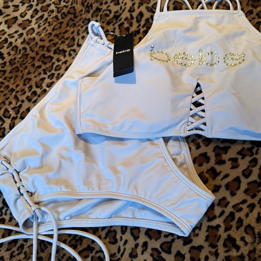 Bebe Sand Bikini Set with Lace-Up Details